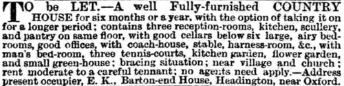 Morning Post advertisement 1888