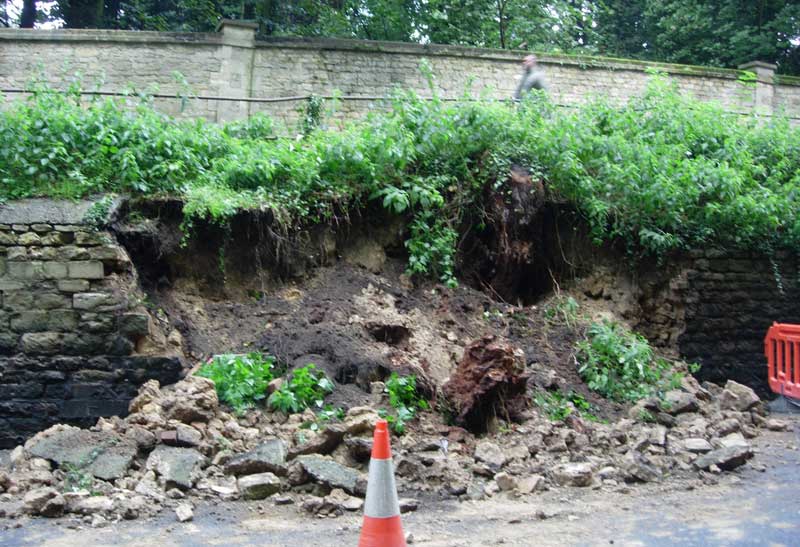 Landslip on hill
