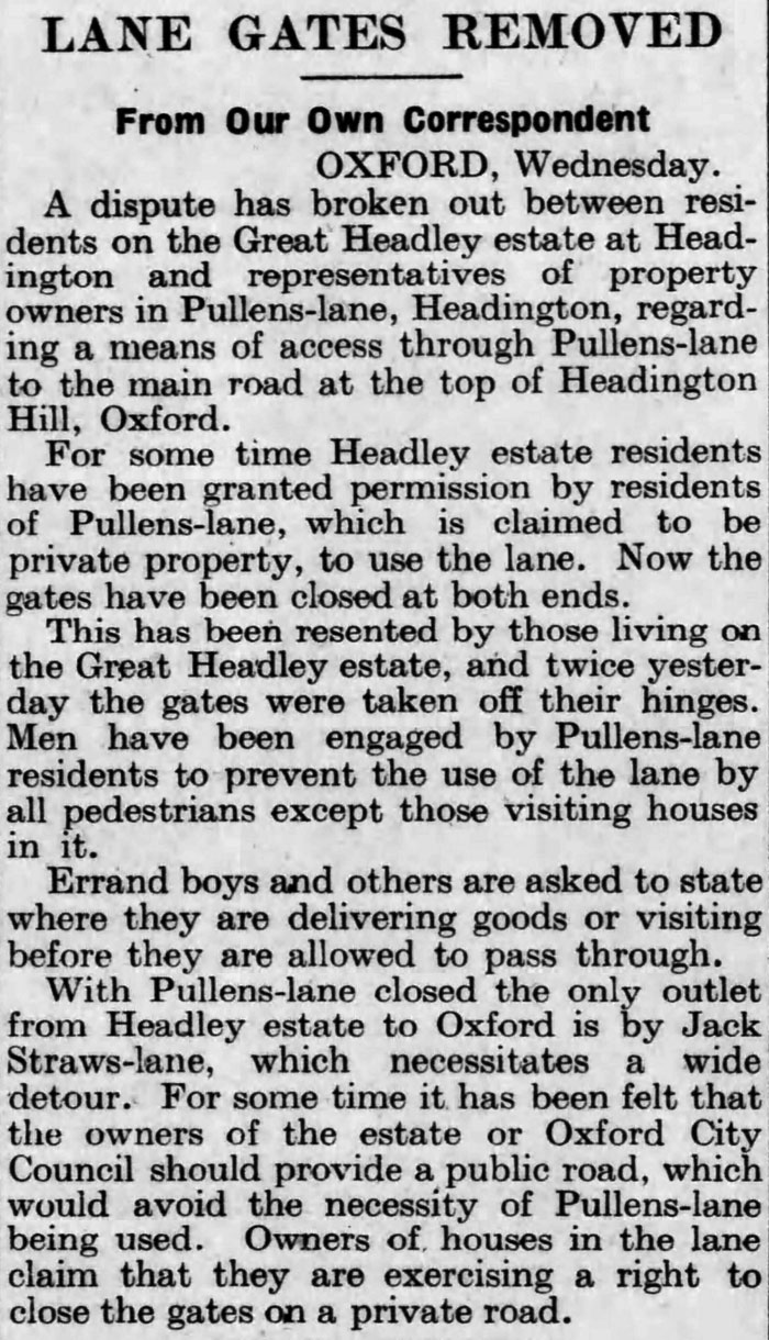 Headley estate people stopped from walking along Pullens Lane