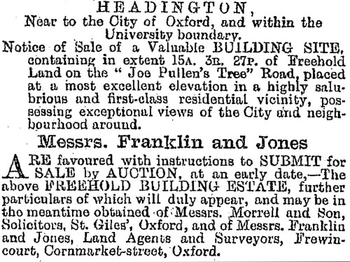 Morrell land for sale in 1900