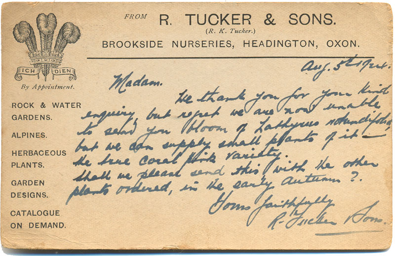 Brookside Nurseries postcard